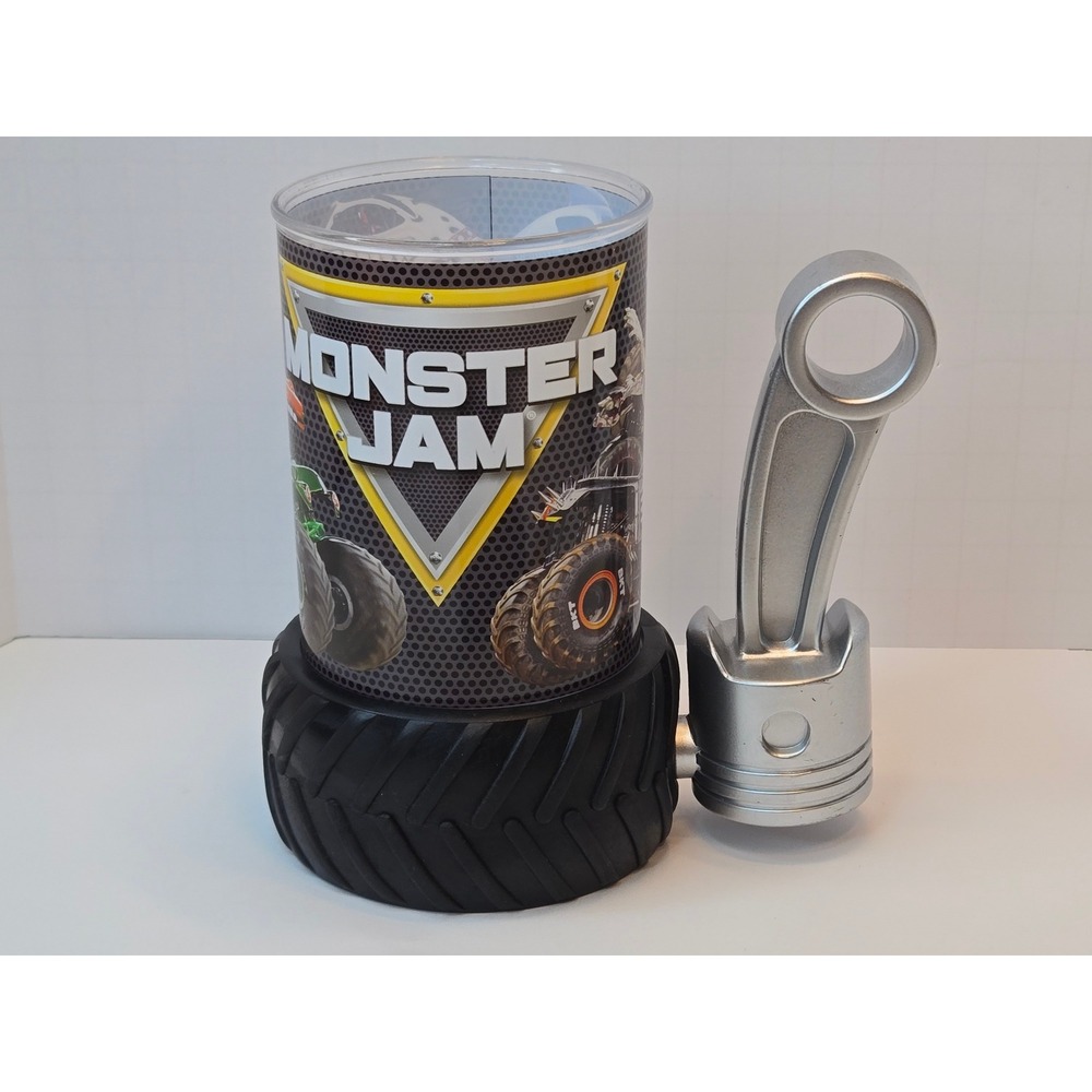 Monster Jam Souvenir Cup Tire Base Piston Handle Grave Digger Megalodon Zombie